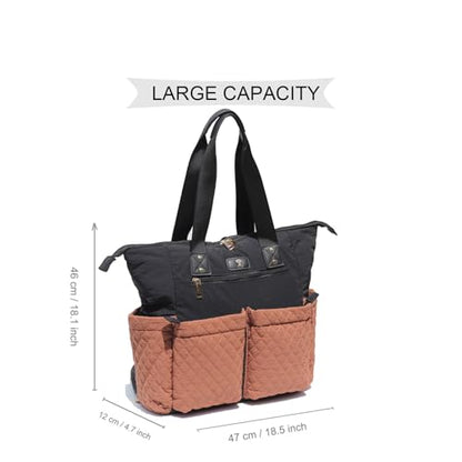 ESVAN Diaper Tote Bag Totepack Backpack 2 in 1 for Women Multifunctional Large Capacity with Insulated Pockets Travel | Multifunctional - color: Black Brown
