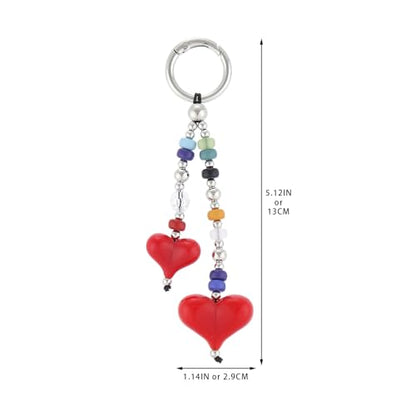 Madison Tyler Western Cowboy Boots Cherry Bow Bubble Tea Strawberry Cute Keychain | Bag Charms for Handbags Purse Charms - color: Double Red Heart