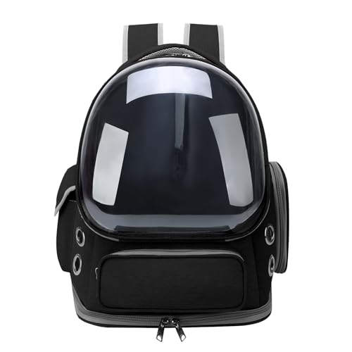 Cat Backpack Carrier for Cats and Small Dogs, Breathable Cat Bubble Backpack, Airline Approved Pet Travel Carrier for Hiking Camping Outdoor(Black) - color: Black
