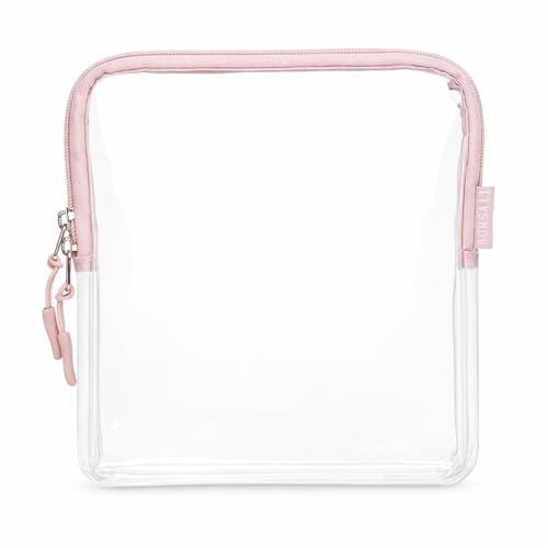 BORSALI TSA Approved Toiletry Bag, Clear, Quart Size, Rose | 3-1-1 Liquids for Carry On Travel, Toiletries Organizer, Cosmetic Pouch with Zipper, Travel Accessories - color: Rose