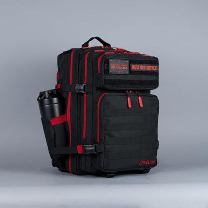 WOLFpak 45L Athletic Gym Backpack (Red Wolf) Durable 1000D Waterproof Oxford Material with MOLLE Webbing, Laptop Pocket & Dual Cup Holders, Durable Fitness/Travel/Military Daypack - color: Red Wolf