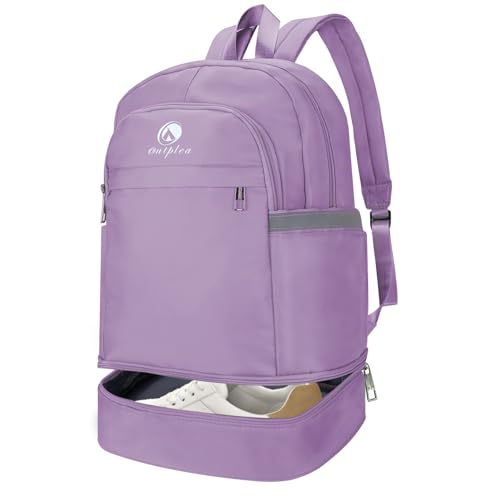 28L Small Gym Backpack with Shoe Compartment for Women, Waterproof Sports Backpack with Wet Pocket, Purple - color: Purple
