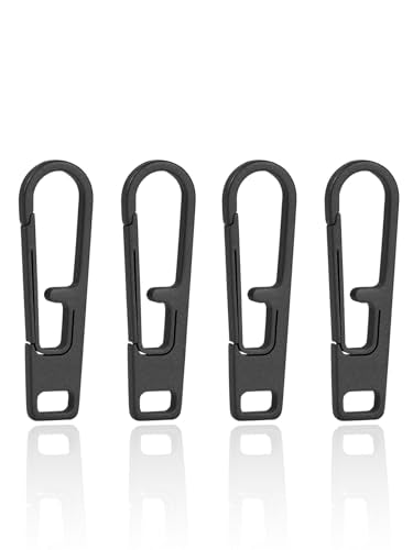 VIPERADE VAT1 Heavy Duty Titanium Zipper Pulls Replacement, Universal Zipper Pull Tab Repair Kit for Jackets, Coats, Suitcases, Luggage, Backpacks, Handbags and EDC Pouches - color: 4 Black, size: 1.38" × 0.27"