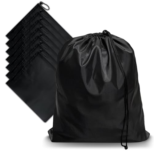 8-Pack Drawstring Bags with Toggle, Durable Nylon Backpack, Cinch Sack and Ditty Pouch for Gym, Sports, Travel, and Daily Use - size: 10 x 14 Inch