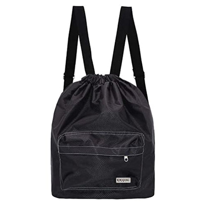 KIKIGOAL Dry Wet Separated Swimming Bag Portable Drawstring Backpack Waterproof Gym Sports Pool Beach Gear Bag - color: Black