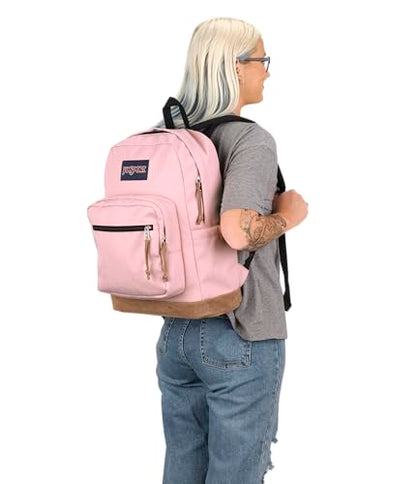 JanSport Right Pack Backpack - Durable Daypack with Padded 15" Laptop Sleeve, Spacious Main Compartment & Integrated Water Bottle Pocket - Misty Rose - color: Misty Rose