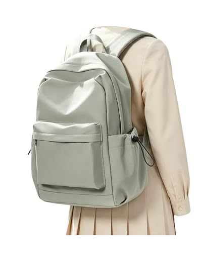 SEAFEW Small Green School Backpack Women, Unisex Lightweight Backpack School Bag Water-resistant Casual Rucksack fits 14 inch Laptop for Boys Girls Men and Women Bookbag College Daypack for Teenage - color: Green