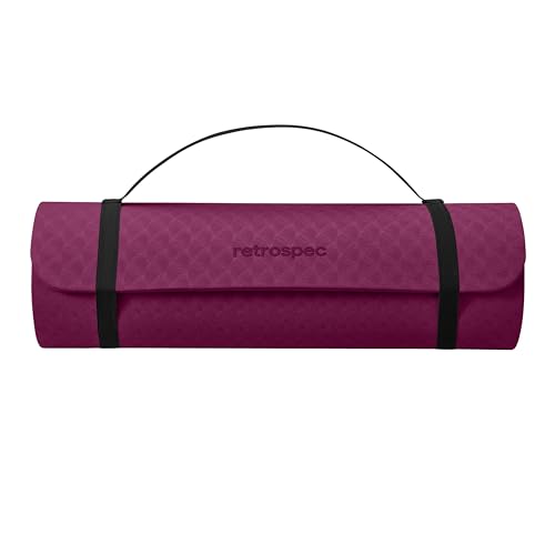 Retrospec Zuma Yoga Mat | 1/2 Inch Thick Non Slip Workout Mat | TPE Exercise Mat for Yoga, Pilates & Stretching | 72x24in - color: Boysenberry