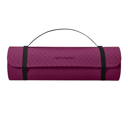 Retrospec Zuma Yoga Mat | 1/2 Inch Thick Non Slip Workout Mat | TPE Exercise Mat for Yoga, Pilates & Stretching | 72x24in - color: Boysenberry