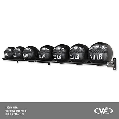 Valor Fitness Wall-Mounted Adjustable Ball Storage Rack – Holds Slam Balls, Medicine Balls, Stability Balls, Basketballs – Compact Sports Equipment Organizer for Home Gyms and Commercial Use