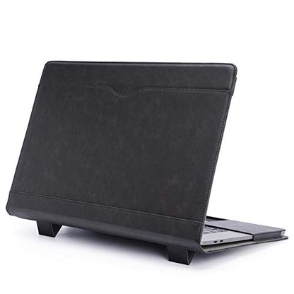 TYTX Compatible with MacBook Pro Leather Case 15 Inch 2016-2019 Release (A1990 A1707) Laptop Sleeve Protective Folio Book Cover with Vents, Black - color: Black