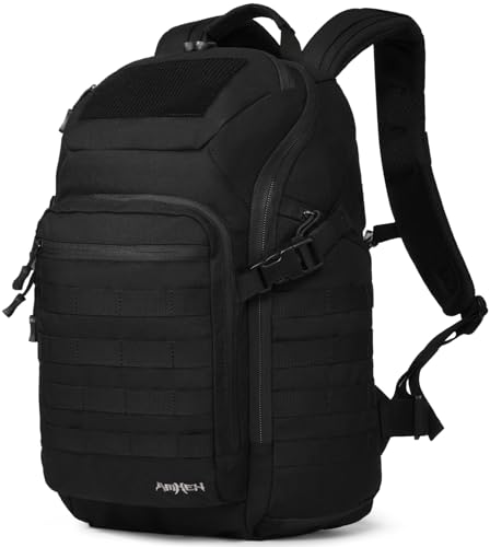 AMHEH 32L 1050D Urban Tactical Laptop Backpack, 17 Inch Computer, Black | Suspended Tech Compartment, MOLLE Daypack, Everyday Carry, Commuting, Airplane Travel Approved, Get Home Bag - color: Black