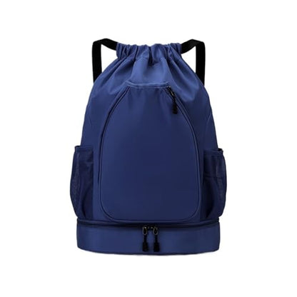 Multifunctional sports bag, backpack, independent shoe compartment, can hold basketball, badminton and tennis(Dark Blue) - color: Dark Blue