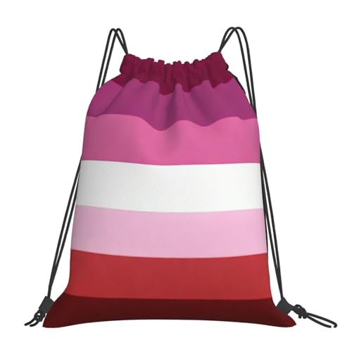Lipstick Lesbian Pride Flag Drawstring Bag Sport Gym Backpack Beach Travel Sack Draw String Yoga Bag For Men Women - color: Lipstick Lesbian Pride Flag
