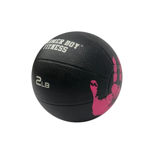 Medicine Ball with Handprint Design, Black, 2 lb to 20 lb, Strength and Core Training - size: 2 LB