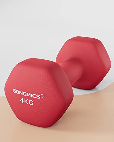 SONGMICS Dumbbells Set of 2 Dumbbells Set Dumbbells Hexagon Neoprene Coating Strength Training Workout Fitness Training Home