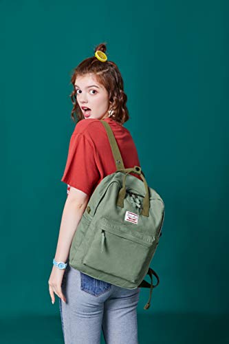 LuckyZ Womens Casual Style Lightweight Canvas Backpack Travel Daypack Small Handbag Purse Army Green - color: Army