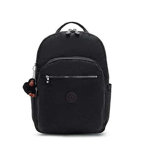 Kipling Women's Seoul Extra Large 17” Laptop Backpack, Durable, Roomy with Padded Shoulder Straps, School Bag - color: True Black, size: 13.5''L x 17.75''H x 9''D