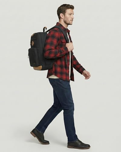 TRAILKICKER Black Backpack for Men, 17 Inch Laptop Bookbag, Multi Pocket School Bag, College Travel Daypack with Side Pockets - color: Black
