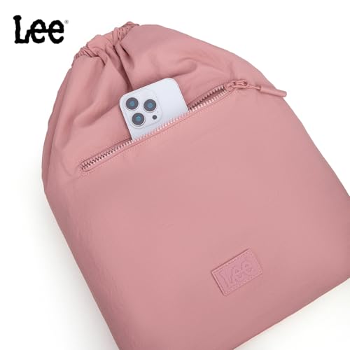 Montana West Lee Drawstring Backpack Bag Lightweight Small Gym Swim Beach Bag Water Resistant Sports Sackpack for Men Women,LEE48-002PK - color: Pink