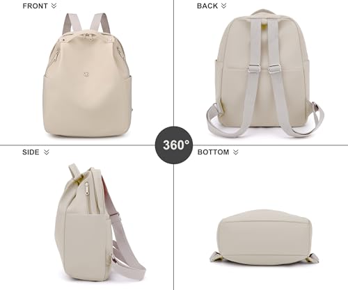 Mini Nylon Women Backpacks,Small Ladies backpacks Casual Lightweight Shopping Travel Daypack (Beige) - color: Beige