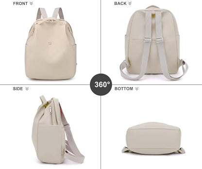 Mini Nylon Women Backpacks,Small Ladies backpacks Casual Lightweight Shopping Travel Daypack (Beige) - color: Beige