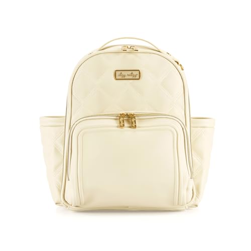 Itzy Ritzy Mini Diaper Bag Backpack – Chic, Compact Mini Plus Backpack with Changing Pad, 10 Pockets (6 Internal, 4 External), Grab-Top Handle & Rubber Feet (Milk & Honey) - color: Milk & Honey