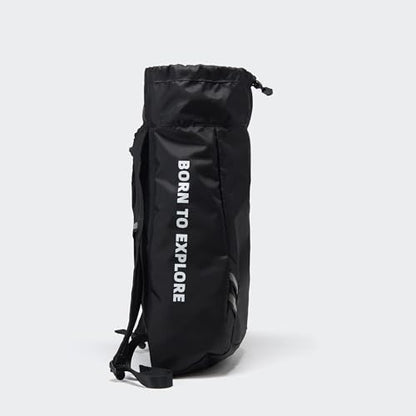 Pander Drawstring Backpack with Adjustable Shoulder Straps, Slim Gym Cinch Sack with Side Zipper Pocket, Machine Washable Polyester Daypack for Travel & Workout, Black - color: Black