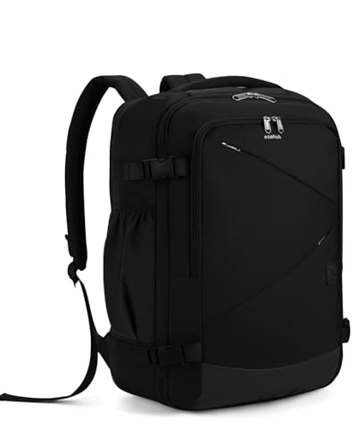 ECOHUB Carry On Travel Backpack, Expandable Airlines Personal Item Bag 18x14x8, Water Resistant 17 inch Laptop Backpack Flight Approved, 12 Pockets 30L Work Backpacks with Wet Pocket & Cable Slot - color: Black, size: 18 inch underseat
