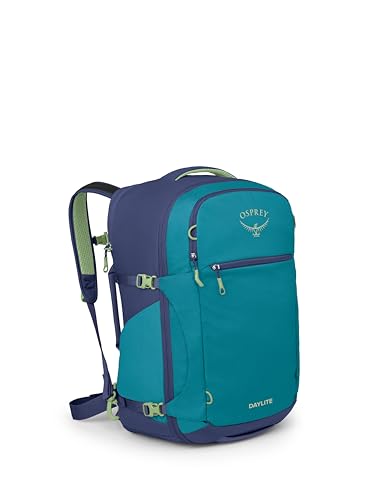 Osprey Daylite 44L Carry-On Travel Pack - Lightweight, Durable Backpack with Streamlined Design - Versatile, Spacious Bag for Weekend Trips or Business, Blue Spikemoss/Alkaline - color: Blue Spikemoss/Alkaline