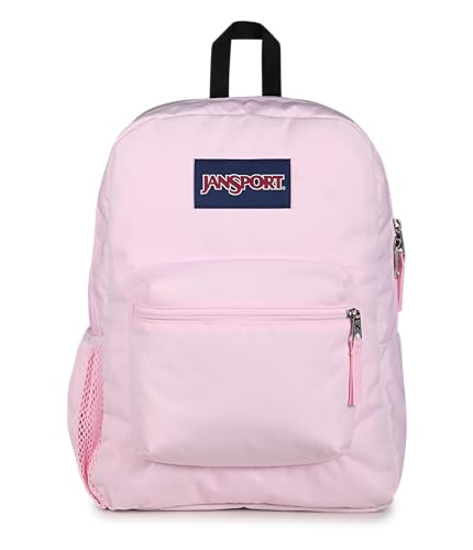 JanSport Cross Town Backpack - Simple Bag for Everyone with 1 Main Compartment, Front Utility Pocket - Premium Class Accessories - Pink Ice - color: Pink Ice