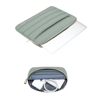 MOSISO Laptop Case 16 inch, 15-15.6 inch Puffy Laptop Sleeve Compatible with MacBook Pro 16 M5 M4 M3 M2 M1, HP Dell ASUS Acer Toshiba Lenovo, Polyester Horizontal Bag with Small Case, Antique Green - color: Antique Green, size: 16 inch