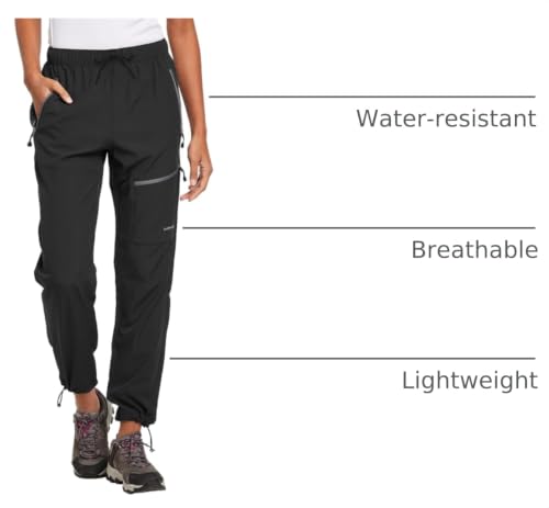baleaf Women's Hiking Pants Quick Dry Lightweight Water Resistant Elastic Waist Cargo Pants for All Seasons - color: 29''-black, size: Medium