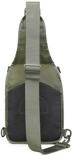 Tactical Sling Backpack With Holster Military Crossbody Bag for Men Single Shoulder Back Pack 10L - color: Green & Black 2