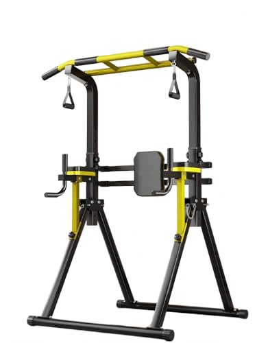 Foldable Pull Up Bar Standing for Home Gym Equipment Strength Training Calisthenics Workout with Dip Station Leg Raise Chin Up Bar Adjustable Portable Garage Gym