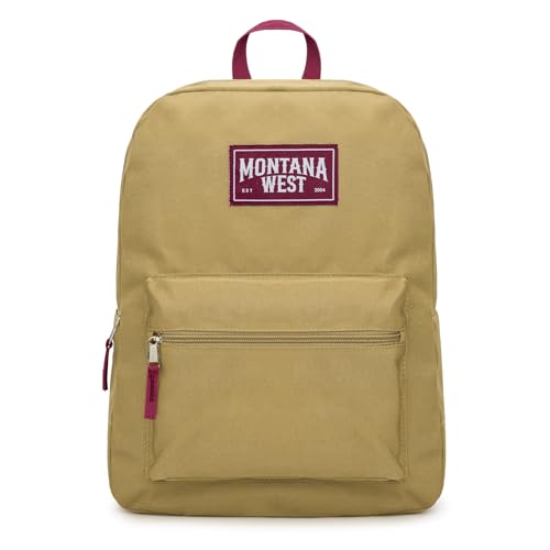 Montana West Backpack for Women Men 2 PCS Lightweight College Bookbags Casual Daypack Backpacks for Commute & Travel - color: Black & Khaki