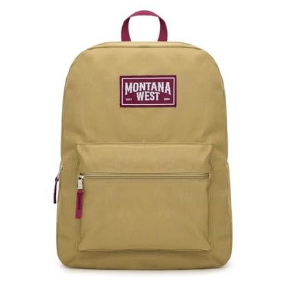 Montana West Backpack for Women Men 2 PCS Lightweight College Bookbags Casual Daypack Backpacks for Commute & Travel - color: Black & Khaki