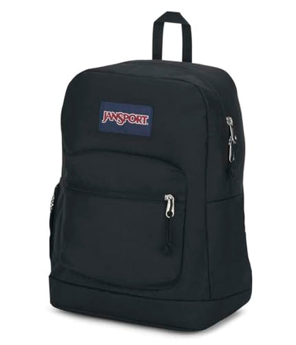 JanSport Cross Town Plus Backpack - Large Main Compartment, Side Water Bottle Pocket, 15-Inch Padded Laptop Sleeve - Black - color: Black
