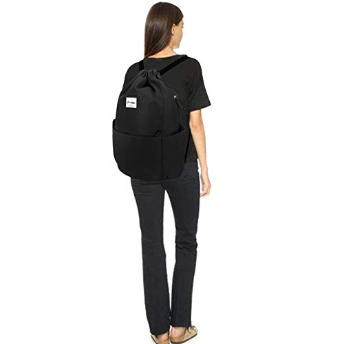 XEYOU Drawstring Sports Backpack Lightweight Gym Yoga Sackpack Shoulder Rucksack Casual Outdoor Daypack for Women and Men | Lightweight - color: Black