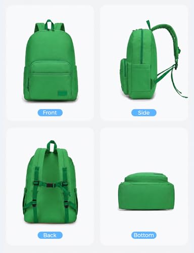 VASCHY School Backpacks, Lightweight Bookbag Schoolbag for Boys Girls Casual Basic Simple Daypack for Men Women Bright Green - color: Bright Green