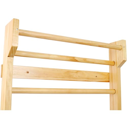 Wall-Mounted Wooden Stall Bars for Home Gym - Swedish Ladder for Stretching, Strength Training & Yoga - Durable Multi-Functional Fitness Equipment - size: 31.5"W x 76.7"H