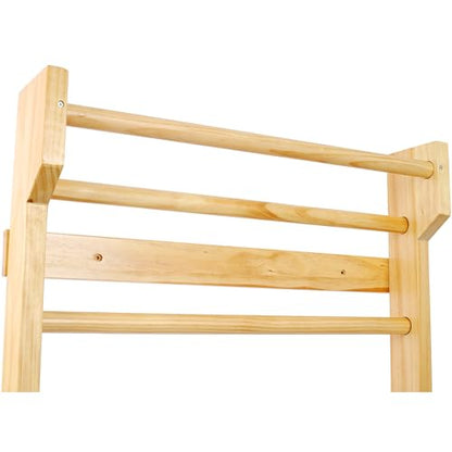 Wall-Mounted Wooden Stall Bars for Home Gym - Swedish Ladder for Stretching, Strength Training & Yoga - Durable Multi-Functional Fitness Equipment - size: 31.5"W x 76.7"H