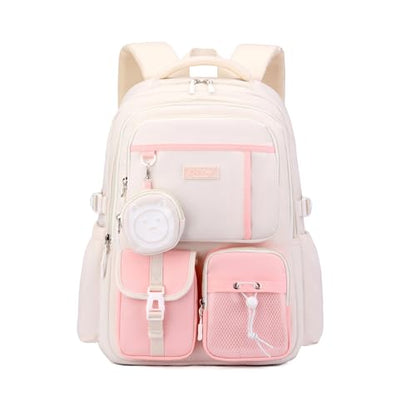 Mfikaryi Kids Backpack for Girls Boys, Teens School Backpack Multi-pocket Bookbag - color: Pink