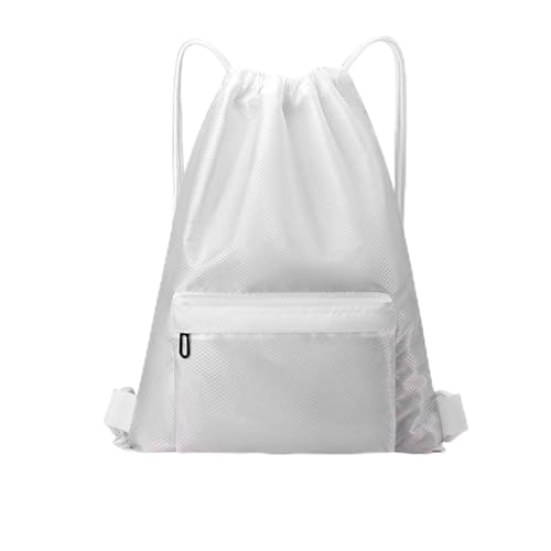 Water Resistant Drawstring Gym Backpack Sack Cinch Bag with Zipper Side Pocket, Pack of 2 (Backpack B, White) - color: White, style: Backpack B