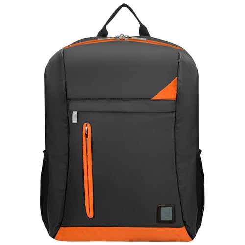 15 Inch Laptop Backpack for School College Office, Gray & Orange | Organized Compartments, Anti-Theft Back Pocket, Padded Laptop Sleeve, Breathable Straps, Water Resistant Daypack for Men Women