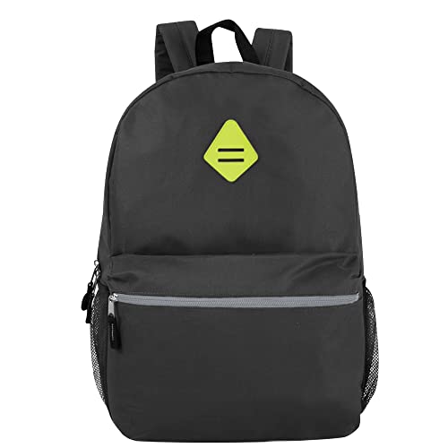 Trail maker Large School Backpacks with Mesh Side Pockets – Classic 19 Inch Solid Color Backpacks for Kids, Men, Women, Travel (Black & Yellow) - color: Black & Yellow