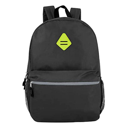 Trail maker Large School Backpacks with Mesh Side Pockets – Classic 19 Inch Solid Color Backpacks for Kids, Men, Women, Travel (Black & Yellow) - color: Black & Yellow