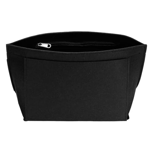 uxcell Purse Organizer Insert, Medium Felt Handbag Organizer Bag Storage & Finishing Inner Bag Liner with Zipper for Chic Backpack Tote Shoulder Bags, Black - color: Black, size: Medium