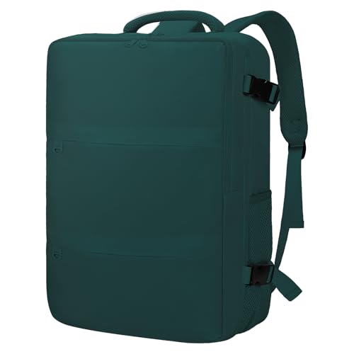 Carry On Backpack for Women & Men – Airline Approved Underseat Size, 15.6" Laptop Compartment, TSA-Friendly 180° Opening, Anti-Theft Business Travel Backpack with Trolley Sleeve (Peacockblue, Large) - color: Peacockblue, size: Large