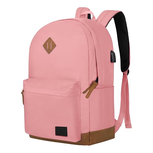Goloni Backpack for Men Women,Travel Laptop Backpack, Water Resistant 17.3 Inch USB Charging Backpack, Large Capacity Work Commute Bag,Pink - color: Pink, size: Medium